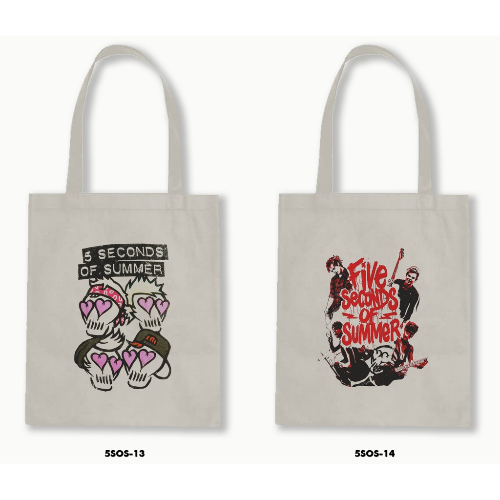 Tas Tote Bag Resleting Kanvas/Blacu  5 Second Of Summer / 5Sos 01