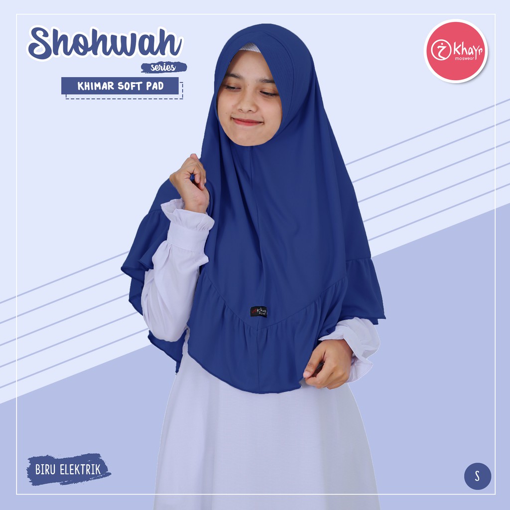 Kerudung Renda Shohwah - Khimar Syari Tidak Nerawang Warna Biru Elektrik