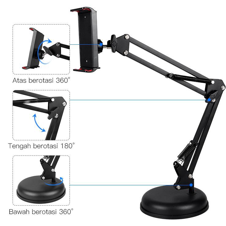 Stand Holder Hp Meja Broadcast Streaming Youtube Tiktok Vlogger Multifungsi Bracket S77 Stand HP Meja Fahrenheit Putar 360 Derajat / Holder Handphone / Dudukan HP / Stand Holding Phone Holder HP Lazypod Tablet Tripot HP-1