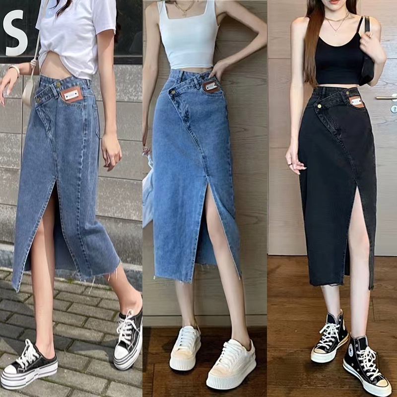 2023terbaru Rok Jeans Wanita rok high waist rok jins panjang wanita rok cewek kekinian rok korea ootd rok span jeans jumbo size 5XL