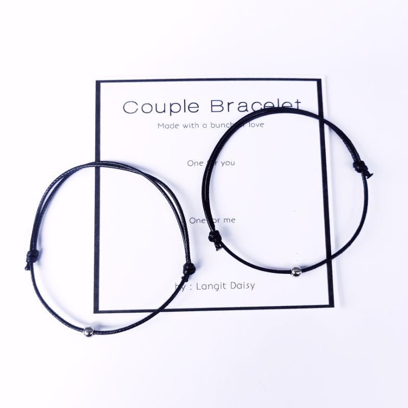 Gelang Tali Simple Tipis | Waterproof Anti air | Adjustable | Couple Pasangan Sahabat | Cowok Cewek | Hitam Tipis | Minimalis Vintage Etnik Modern | Murah