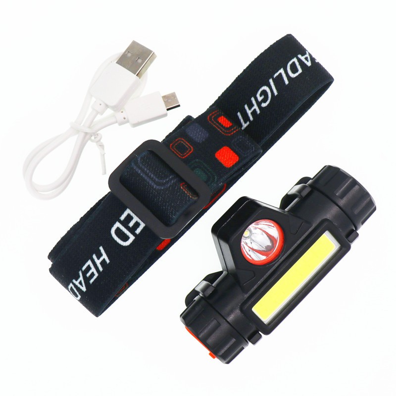 LELITEN Senter Kepala LED Headlight Flashlight USB Rechargeable Q5 + COB - LE022 - Black