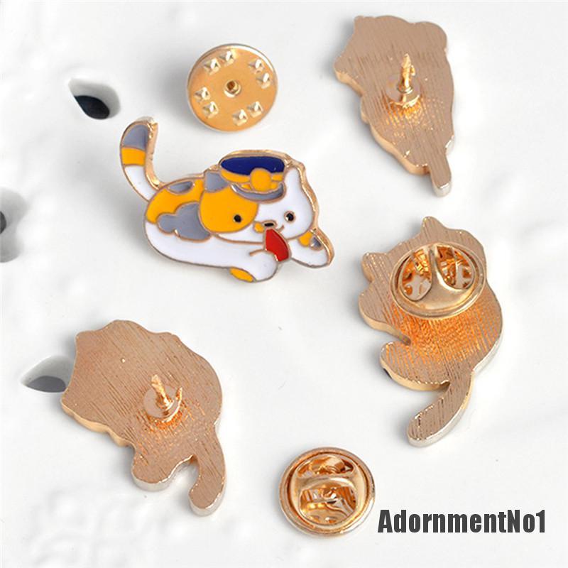 (Adornmentno1) 4pcs / set Bros Pin Enamel Desain Kartun Kucing Untuk Wanita