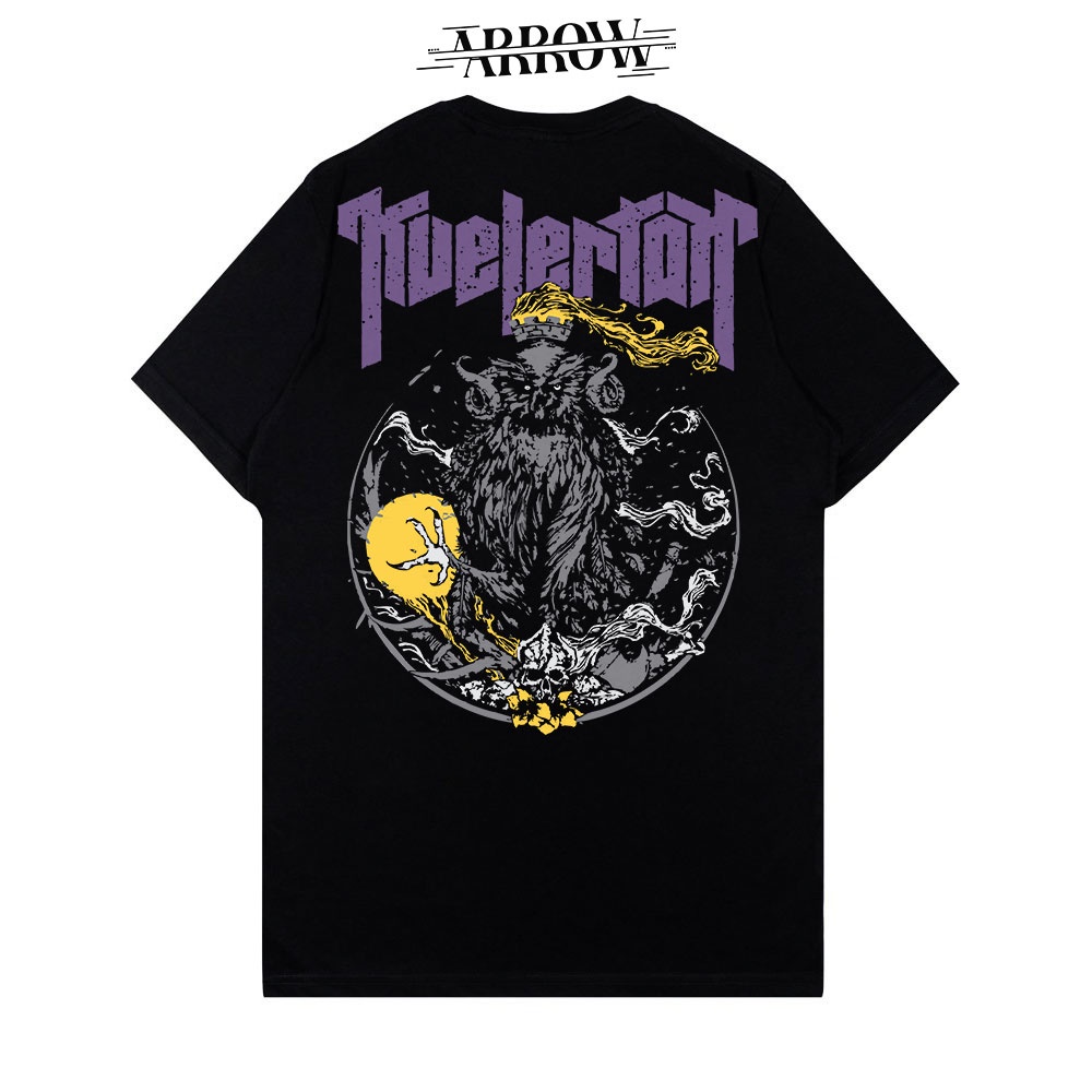 T-Shirt Arrow Hitam Trend Saat ini Motif Keren Kuelerton Raja OWL Burung Hantu Kaos Distro Original 