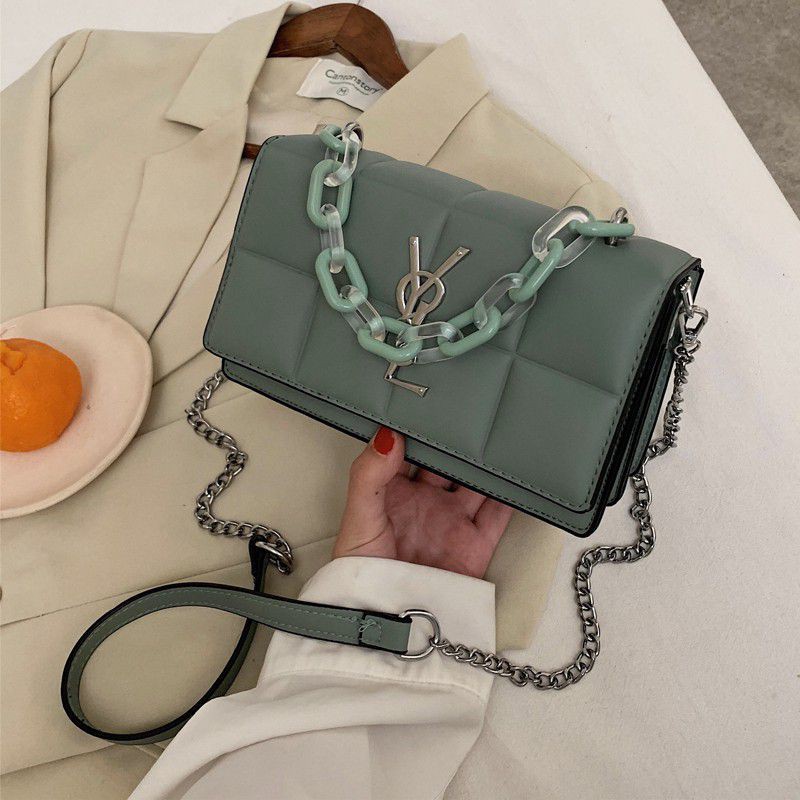 tas wanita import YSL rantai kombinasi warna sekat kotak / selempang / tas wanita YSL
