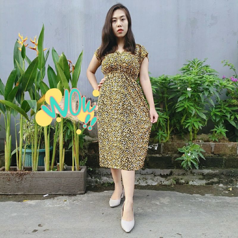 Daster Motif Leopard Macan Tutul Coklat Bahan Rayon Bali Adem Murah COD