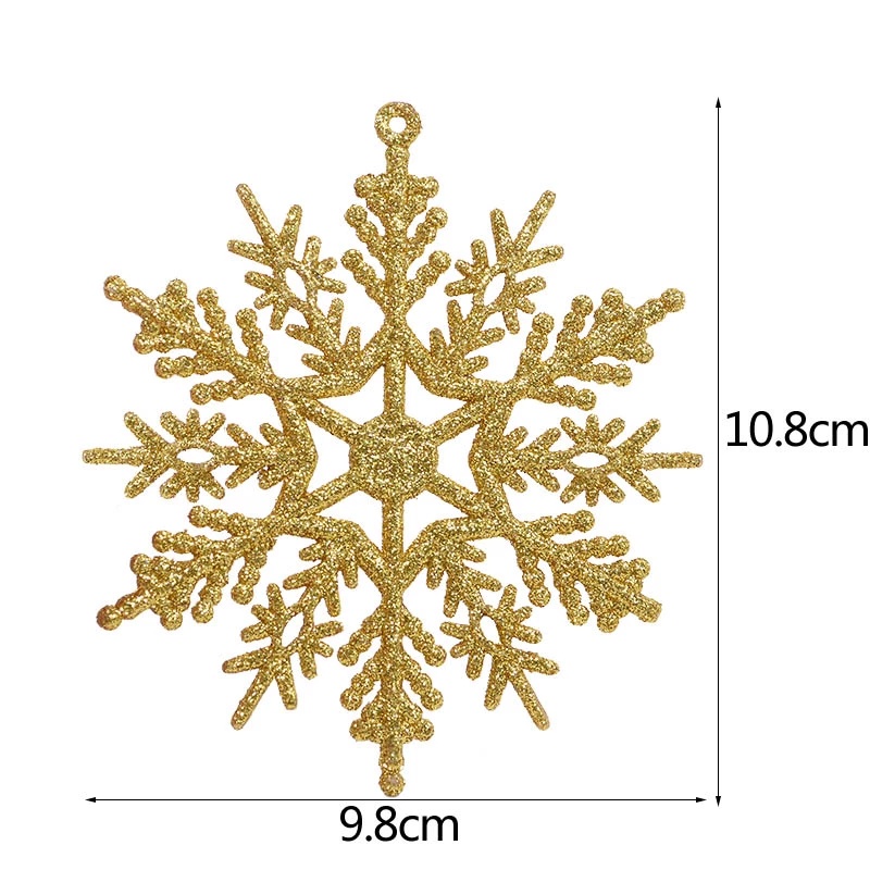 12pcs Ornamen Desain Snowflake Warna Putih Bahan Plastik Untuk Natal