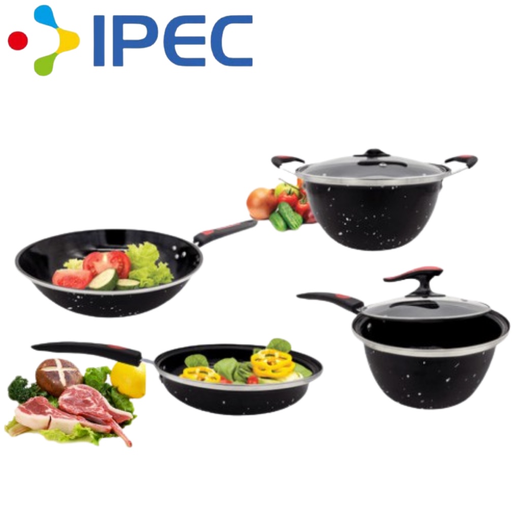 Panci Wajan Set Cookware Set 6pcs Panci Enamel With Tutup Kaca Panci set Q2 8830