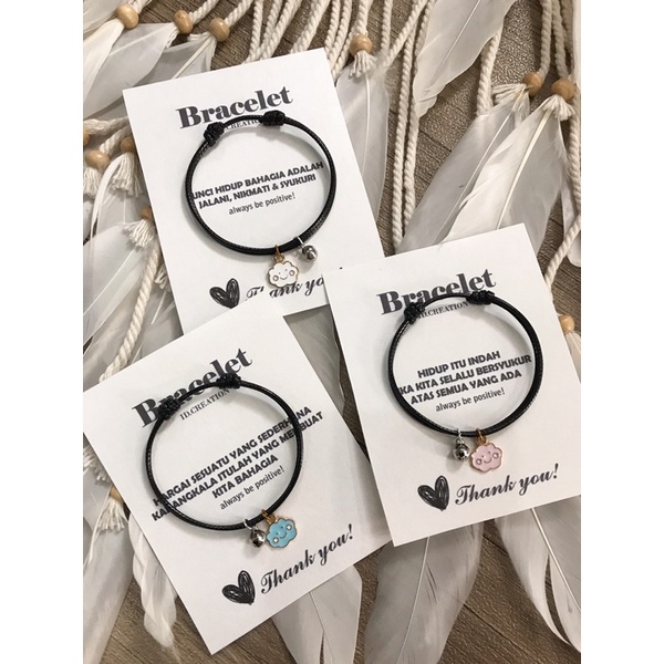 Gelang Tali Korea Charm Enamel Epoxy Character (Motif Awan Warna Tali Korea 1.5mm Hitam