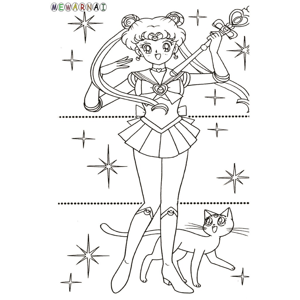 gambar mewarnai sailor moon Terbaru Untuk Anak SD, TK, PAUD