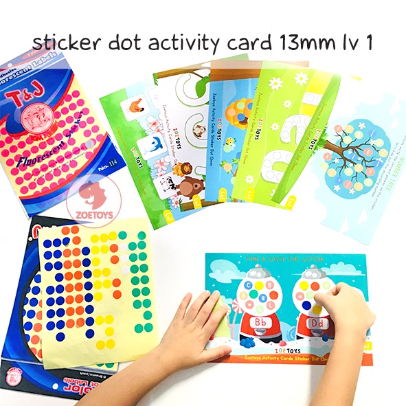 Zoetoys Reusable Sticker Dot Activity Set Book | Christmas Alphabet Hijaiyah Number Vehicle Animal Disney Princess | Color Dot Activity Card Kartu Aktivitas Mainan Edukasi Anak