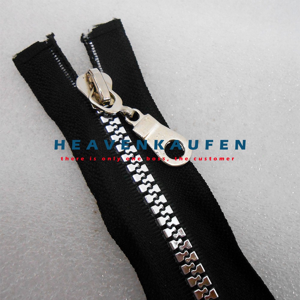 Resleting Zipper 100 cm (1 Meter) Hitam - Silver Untuk Resleting Jaket Abaya Gamis Dll