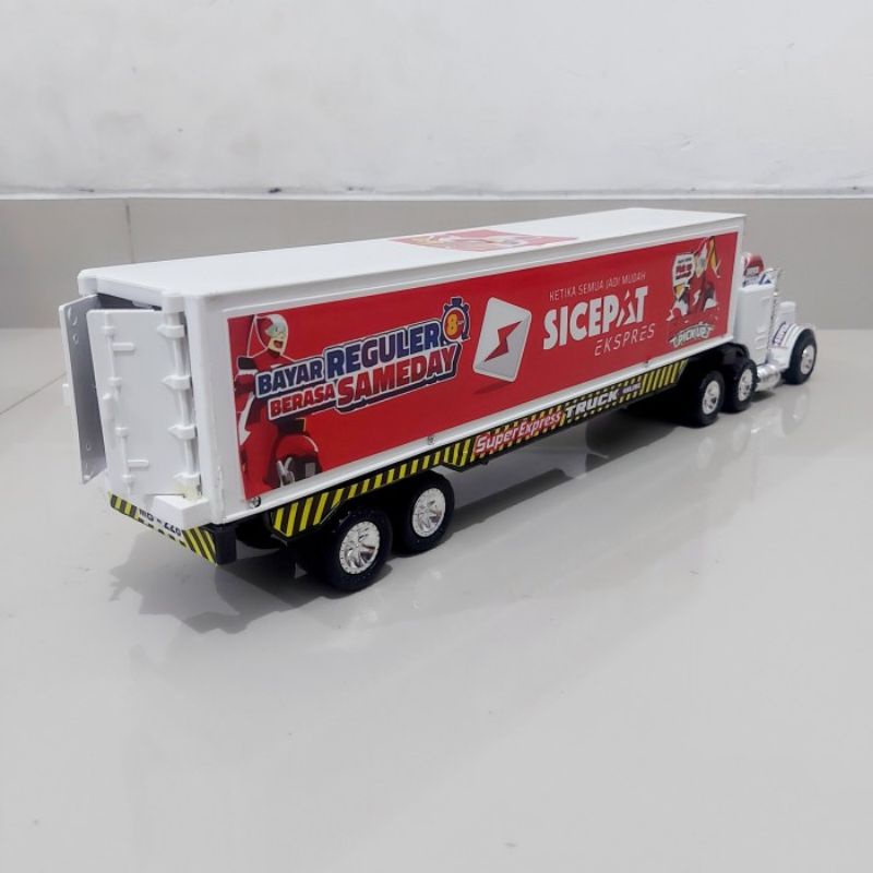 Mainan Truk Kontainer Kurir - Miniatur Mobil Trailer Box Anak Laki Cowok