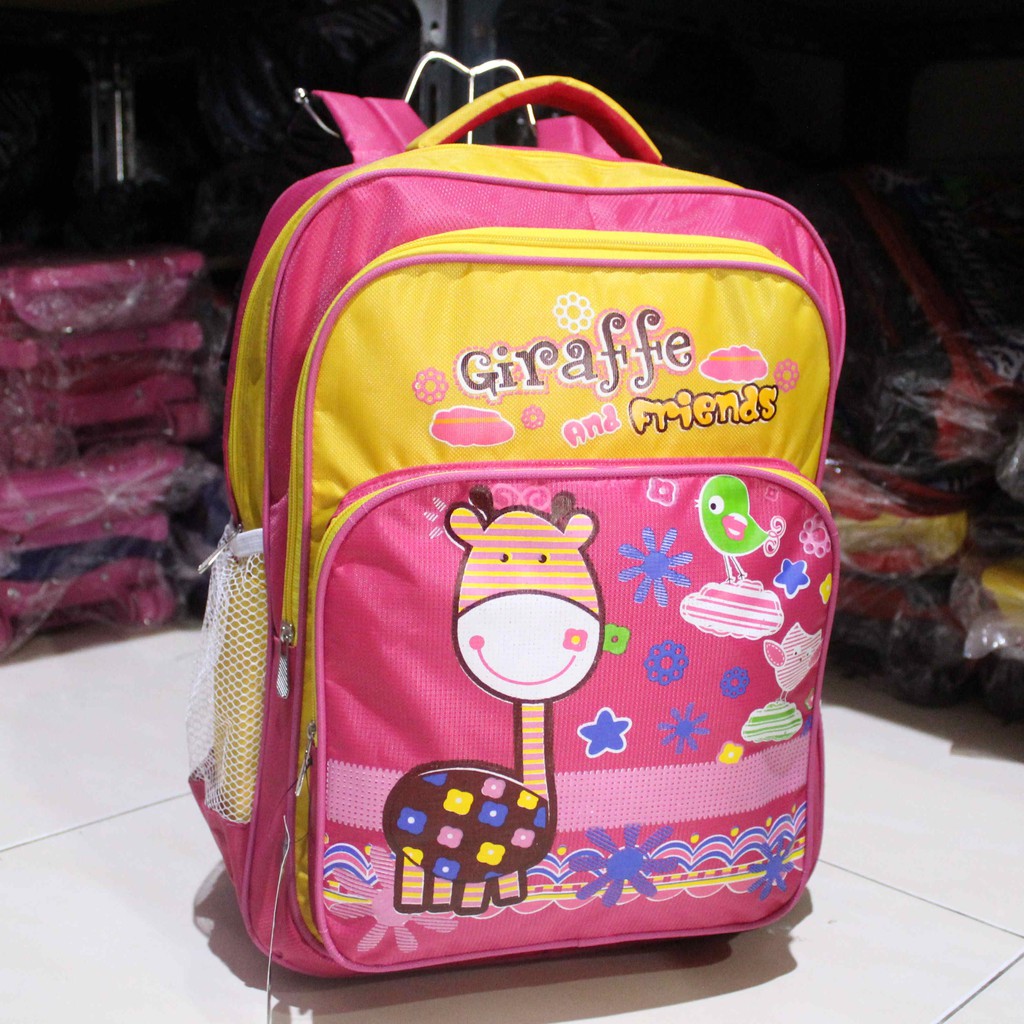 Obral Diskon Tas Gendong Cewe TK SD Ransel Anak Perempuan Motif Kartun Giraffe Lucu Bagus Murah Awet