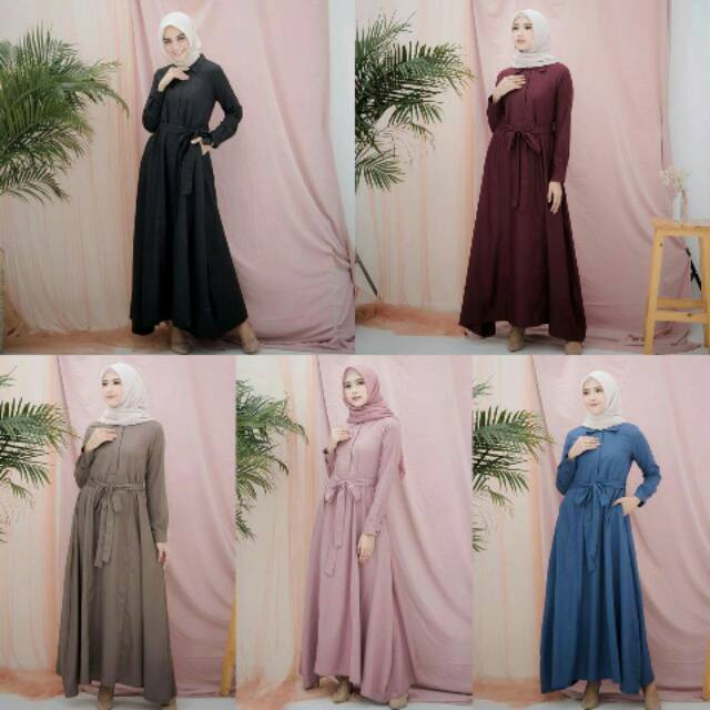 Salsa Dress by Comfortable Hijab Maxi Dress Long Dress Gamis Polos Lengan Panjang
