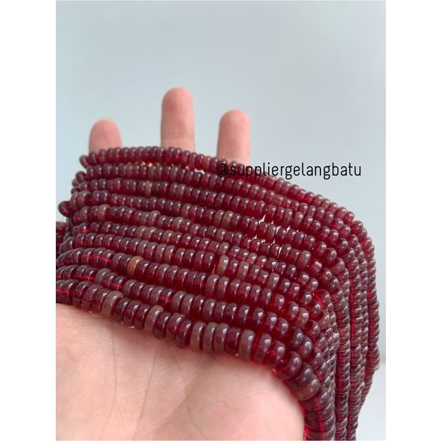 batu rondelle DARK RED quartz Beads 5 x 10mm spacer pembatas tasbih bahan perlengkapan muslim fashion sholat