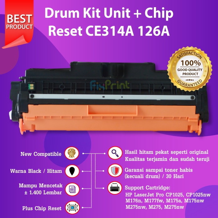 Drum Kit Unit Compatible CE314A 126A 130A Printer HP CP1025 M175A M177fw M176n Pasangan Toner CE310A