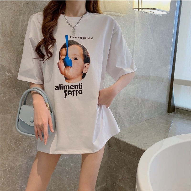 #Sisjuly# Lengan PendekTT-shirt Wanita Pakaian Musim Semi dan Musim Panas Baru Anggun Online Influencer Longga