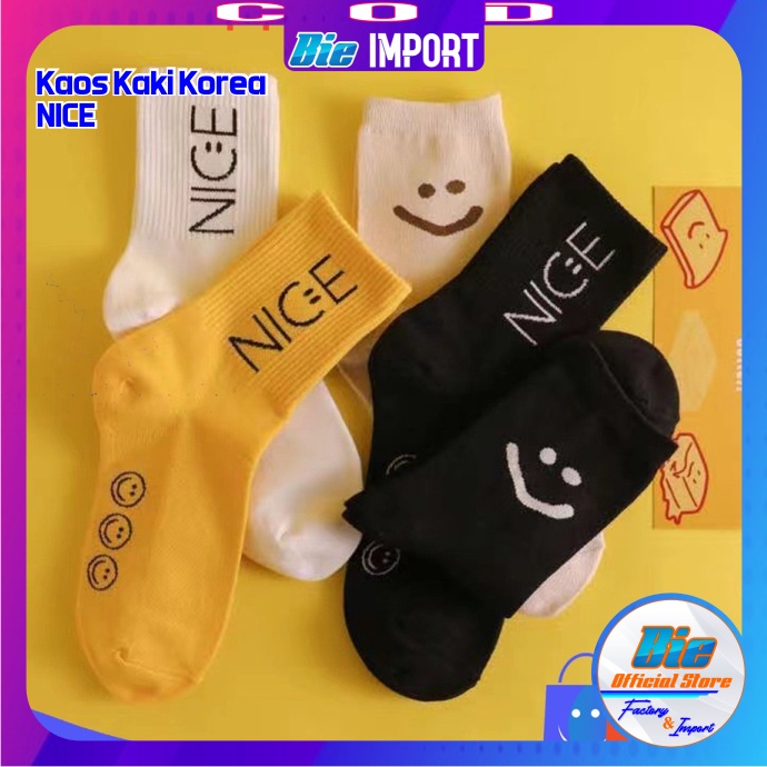 Kaos Kaki Korea Wanita Motif Nice Impor Best Seller