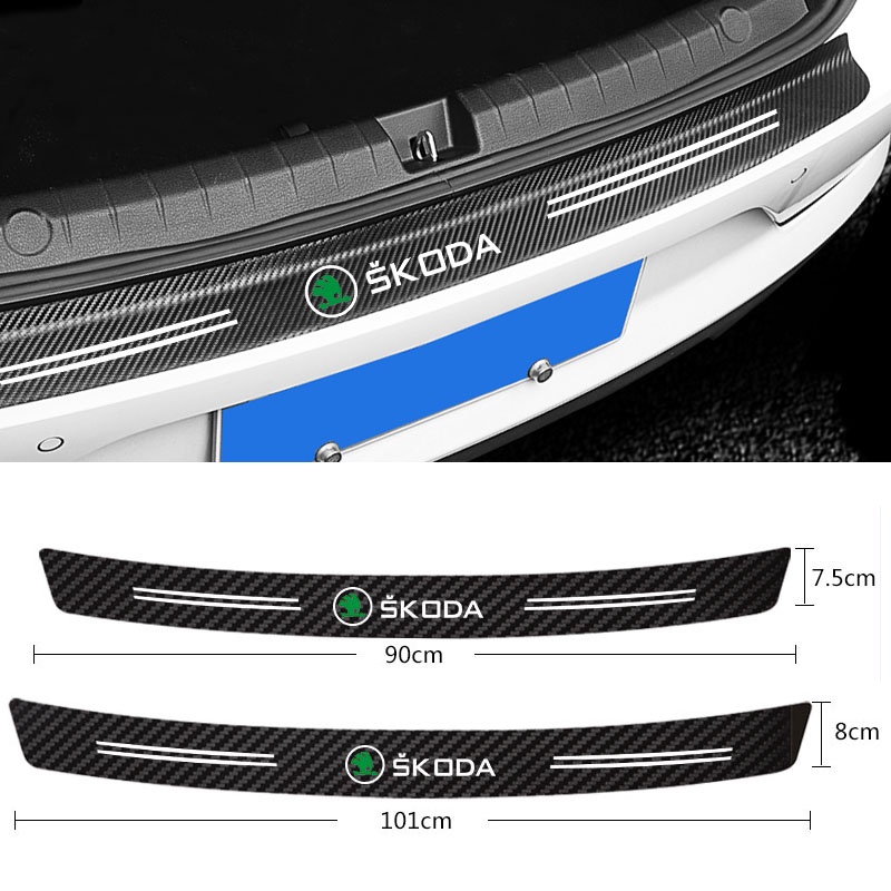 Stiker Pelindung Bumper Belakang Mobil Bahan Carbon fiber Untuk Skoda octavia fabia rapid yeti Kodiaq superb