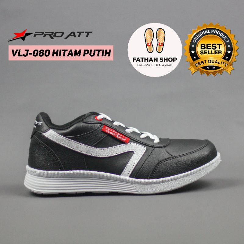 PRO ATT  VLJ 080 Sepatu Sekolah Sneakers Sport Hitam Putih Size 37 38 39 40