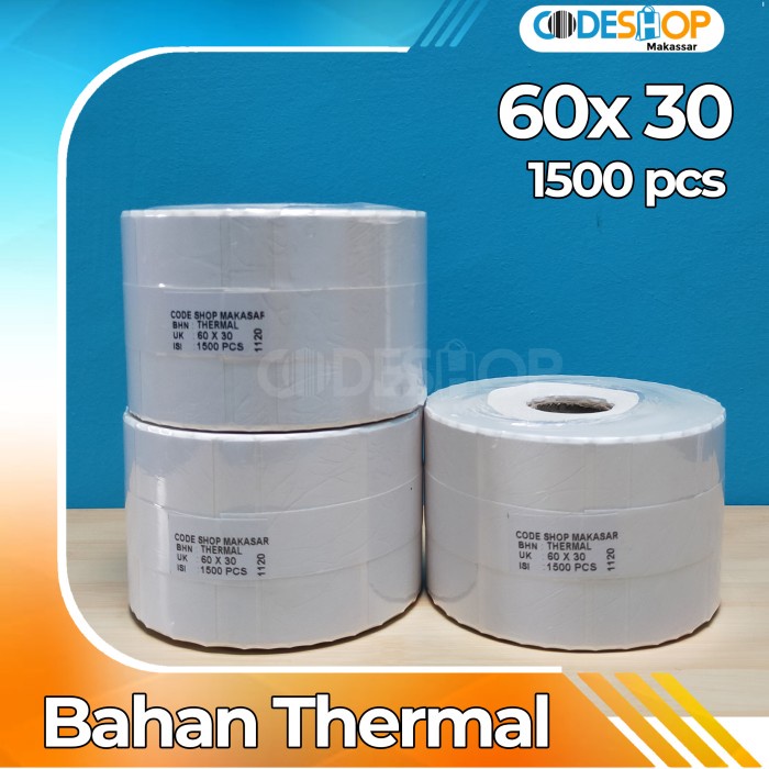 LABEL THERMAL 60X30 1 LINE | STIKER THERMAL 60 X 30 ISI 1500 PCS