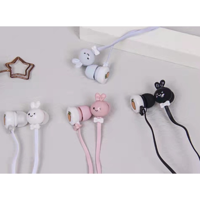 [KN-8243] Headset Earphone RABBIT Kelinci Lucu dengan Wadah Earphone CARROT / Tempat Earphone Bentuk WORTEL / Dompet Headset Kulit Carrot