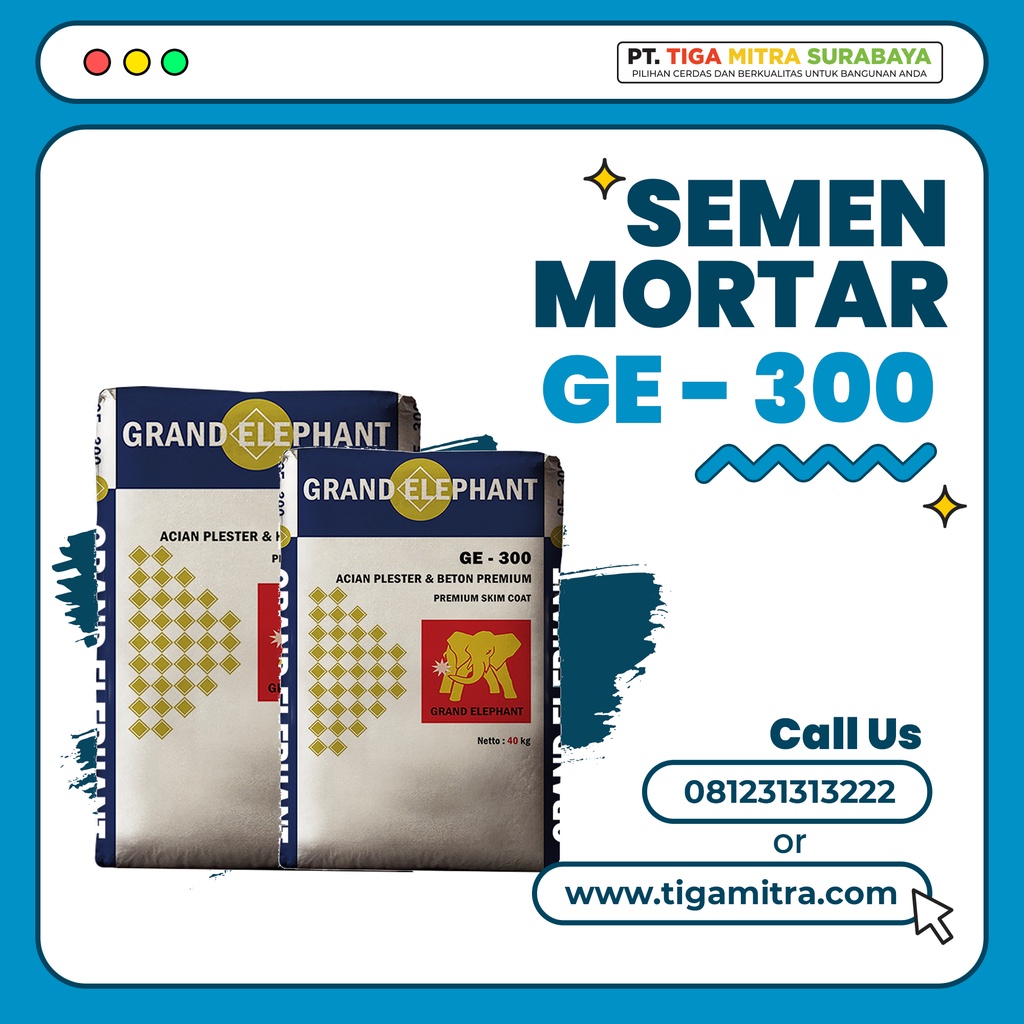 Semen Mortar Acian Dinding dan Beton Premium GE 300
