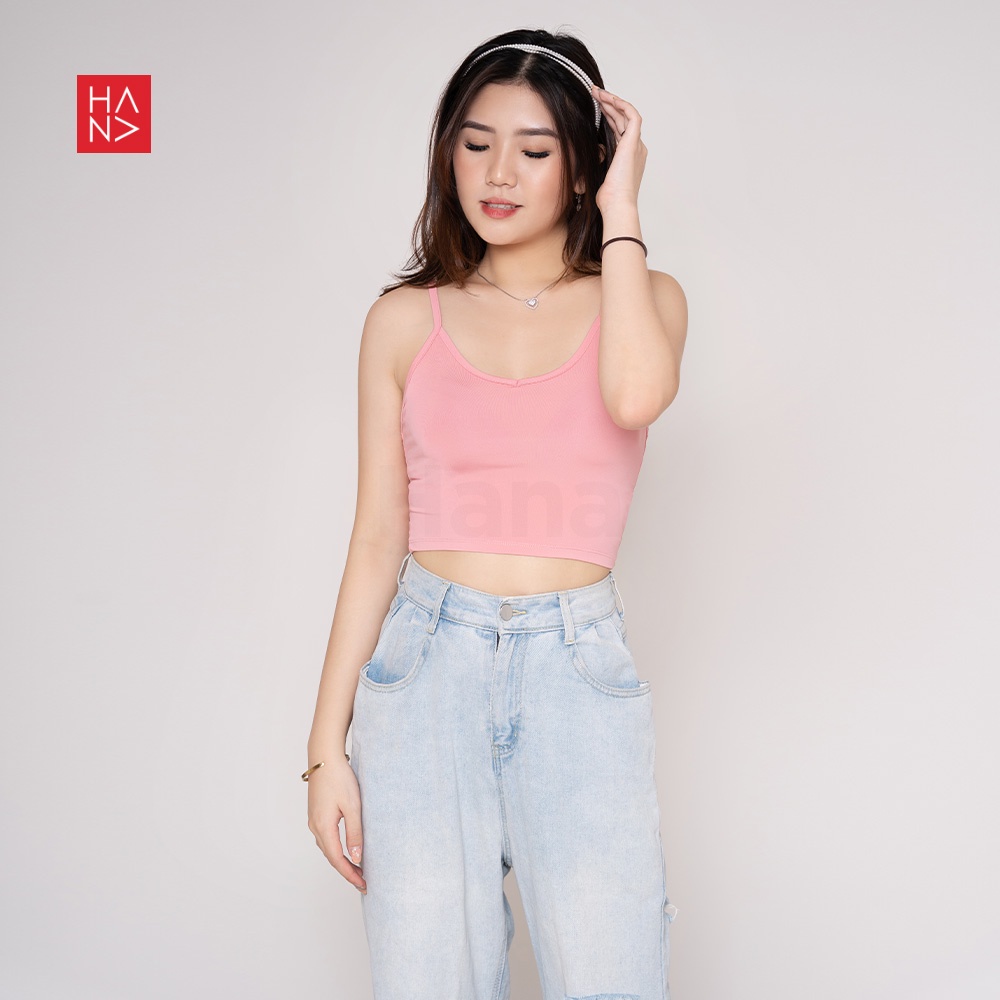 (COD) HanaFashion - Aurora Basic Tank Top Crop S - XL Wanita - TT035-Pink