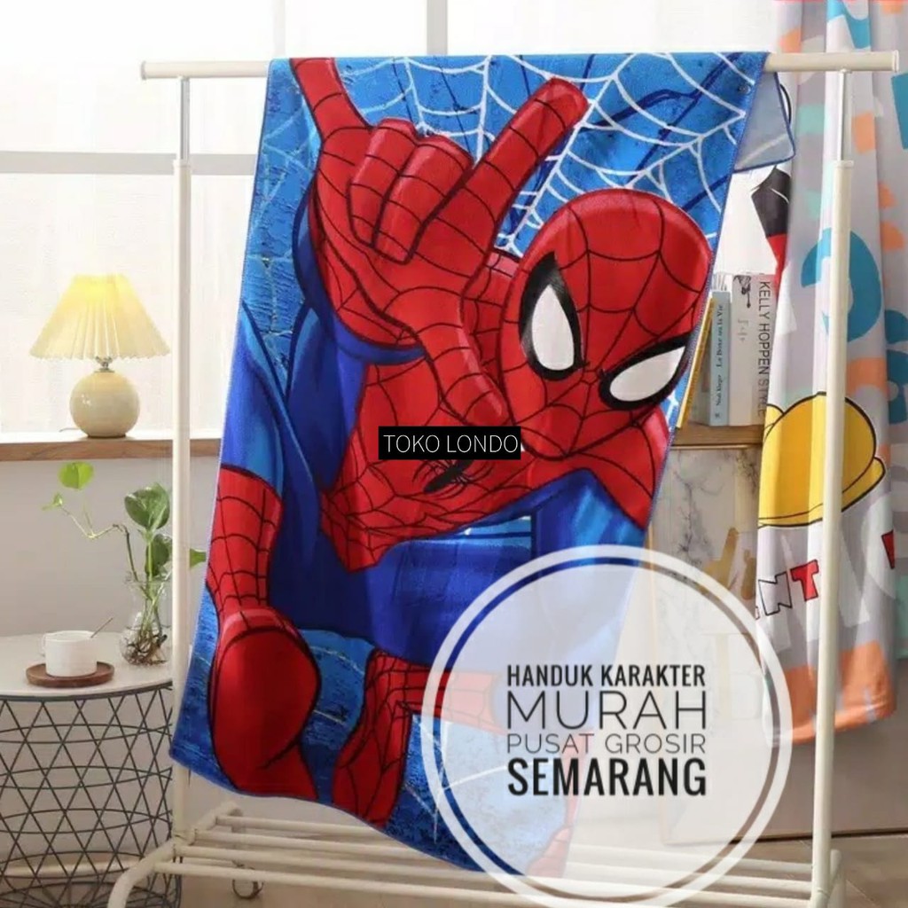 Handuk Karakter anak uk70x140cm ANNA PREMIUM Fro-zen Drae-mon Miki Tho-mas Poni Stit-ch Super-man MURAH-Spiider-man