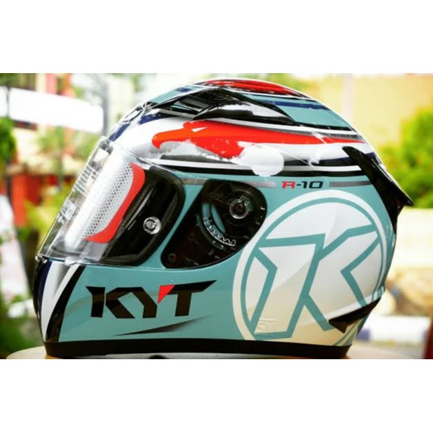 Helm KYT R10 Aqua Blue Flat Visor original