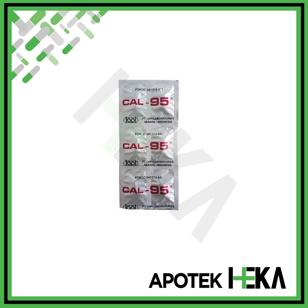 Cal-95 Tablet Kalsium Suplemen Tulang Strip isi 6 Tablet (SEMARANG)