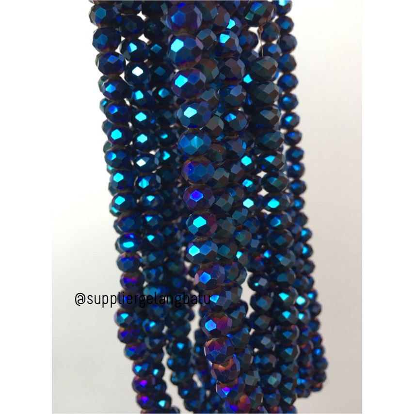 Kristal Ceko Doff 8mm BLUE METALIC biru metalik kilap aksesoris bross supplier kerajinan tangan