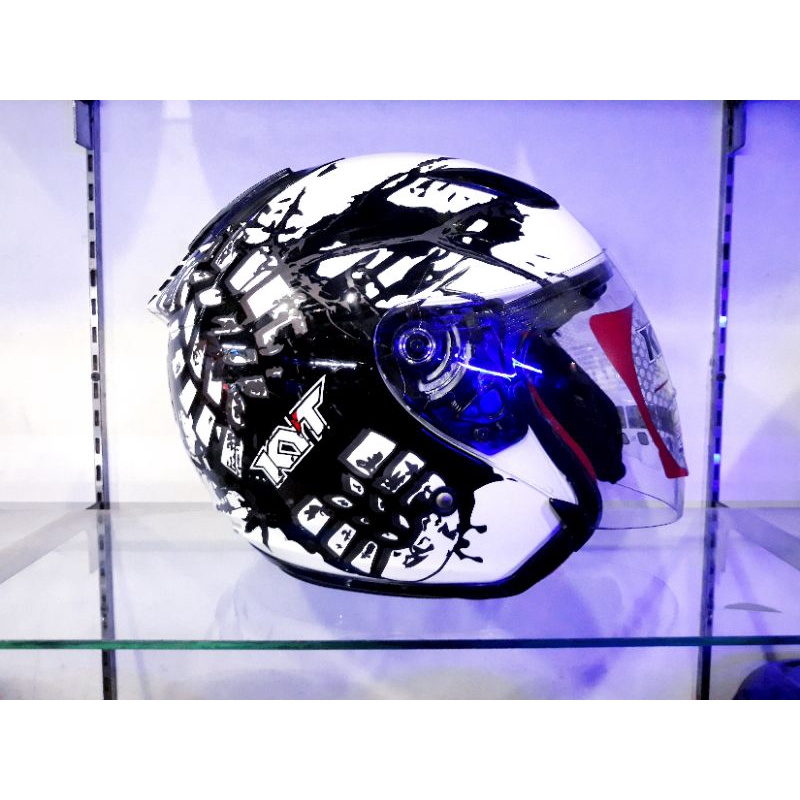 KYT HELM DJ MARU MOTIF #10 WHITE BLACK GLOSSY | KYT DJ MARU ORIGINAL