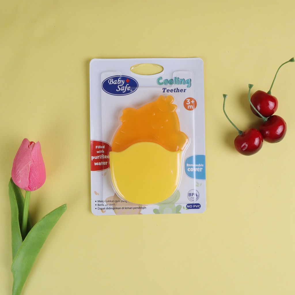 Baby Safe TT004 | Cooling Teether with Purified Water Baby | Mainan Gigitan Bayi Anak | Easy Grip | BPA Free | Orange Hijau Kuning