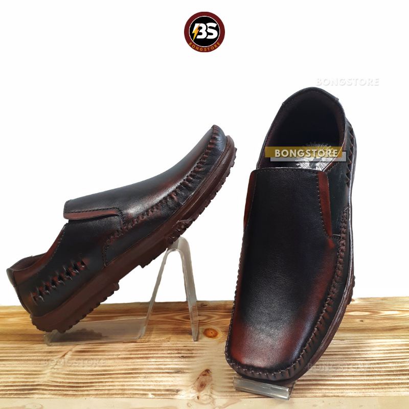 Sepatu pria casual loafer kulit asli ori