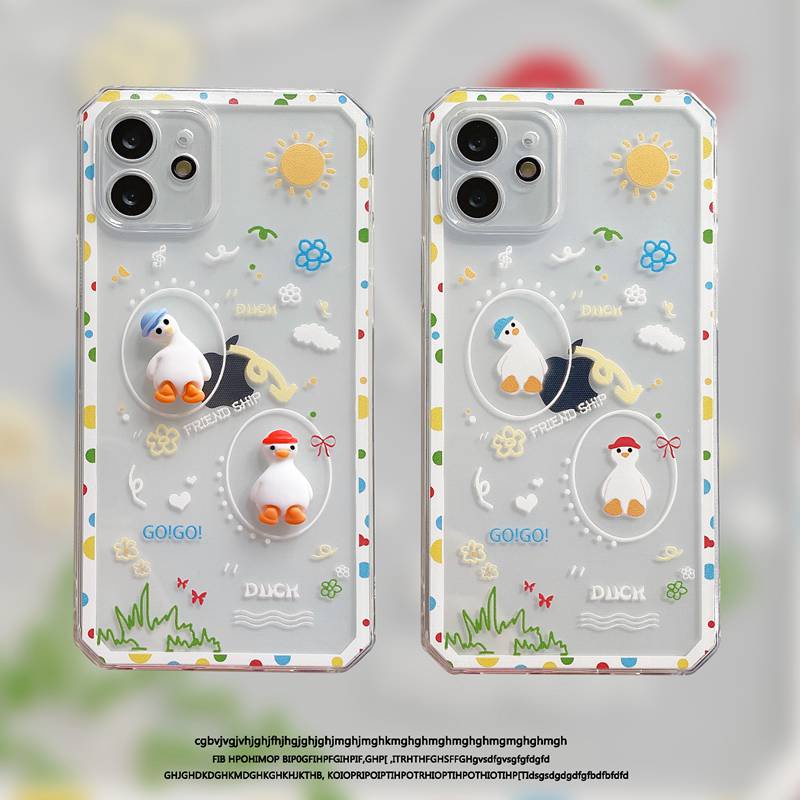 Cute Duck Doll Soft Case OPPO A31 A53 A33 2020 A3S C1 F9 Pro F11 A52 A92 A54 A93 A74 A15 A15S Clear Casing VIVO Y11 Y12 Y12i Y15 Y17 Y20 Y12S Y50 Y30 S1 V20 SE V21 Y19