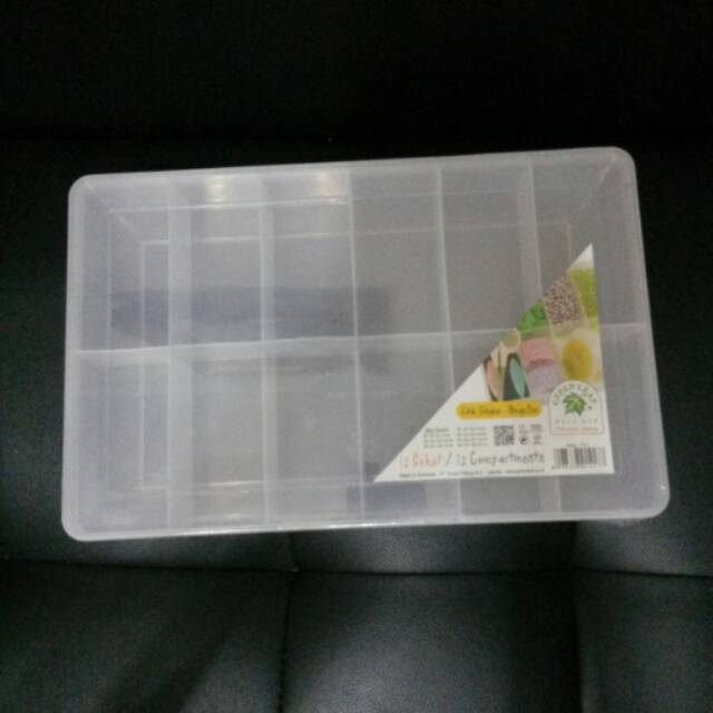 Kotak penyimpanan plastik besar 12 sekat