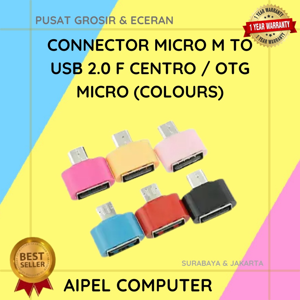 OTM | CONNECTOR MICRO MALE TO USB 2.0 FEMALE CENTRO / OTG MICRO (COLOURS)