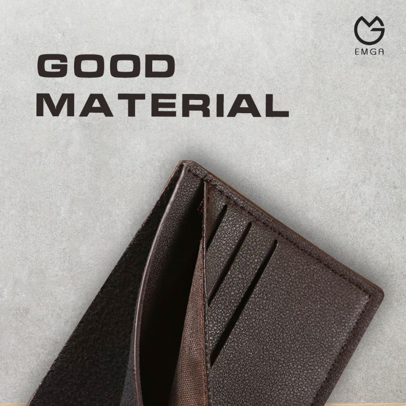 Emga Milo Men Wallet Dompet Laki Pria Fashion Men Korea New Style Hitam Coklat Lipat-2