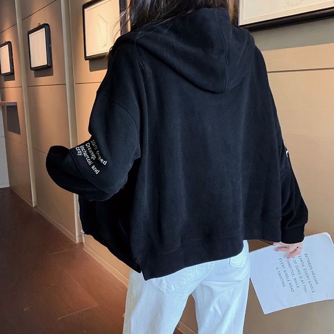 [littlecrab] Jacket Zipper Oversize Polos Sz Hoodie Resleting Bordir Martin Designed Drawings Incharcoal and Cray Hitam Orange Putih Jaket Berkualitas Simple Elegan Plain Korean Style