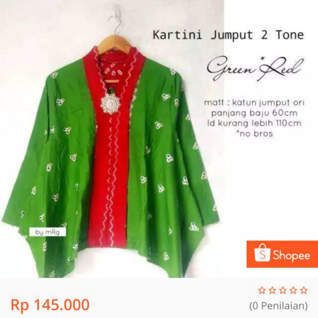 Atasan Batik Murah Kartini Jumput 2 Tone Green Batik Solo Tuman