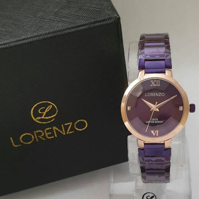 JAM TANGAN WANITA LORENZO R 1059 ROSE UNGU ORIGINAL