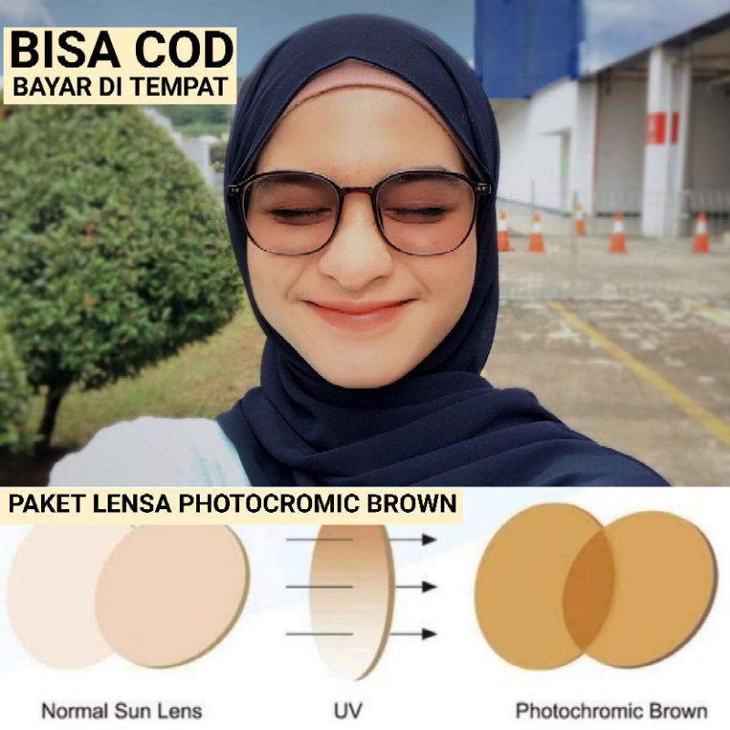 PAKET KACAMATA PHOTOCROMIC BROWN GRATIS LENSA MINUS