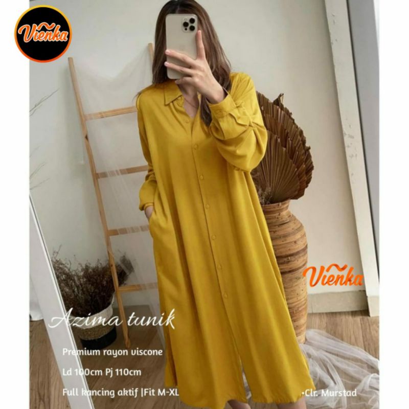 AZIMA LONG TUNIK POLOS KATUN RAYON JUMBO LD 115