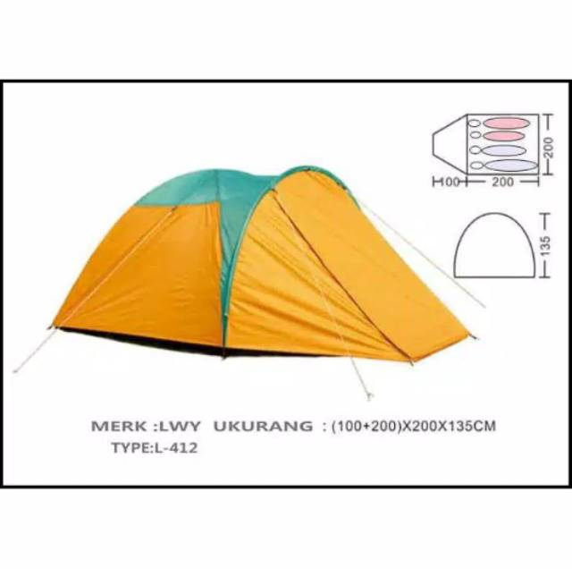 Tenda camping Dobel Layer Waterproof Ultralight kap 4 -5 Person keping outdoor