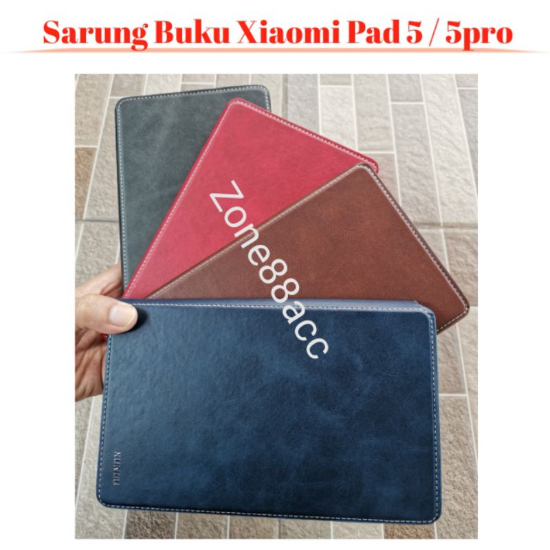 Sarung Buku Xiaomi Mi Pad 5 5pro Pro Leather Case Flip Cover Casing Folio Book Softcase Silicon Pelindung Dompet smartcase Tempat Pen slot kartu