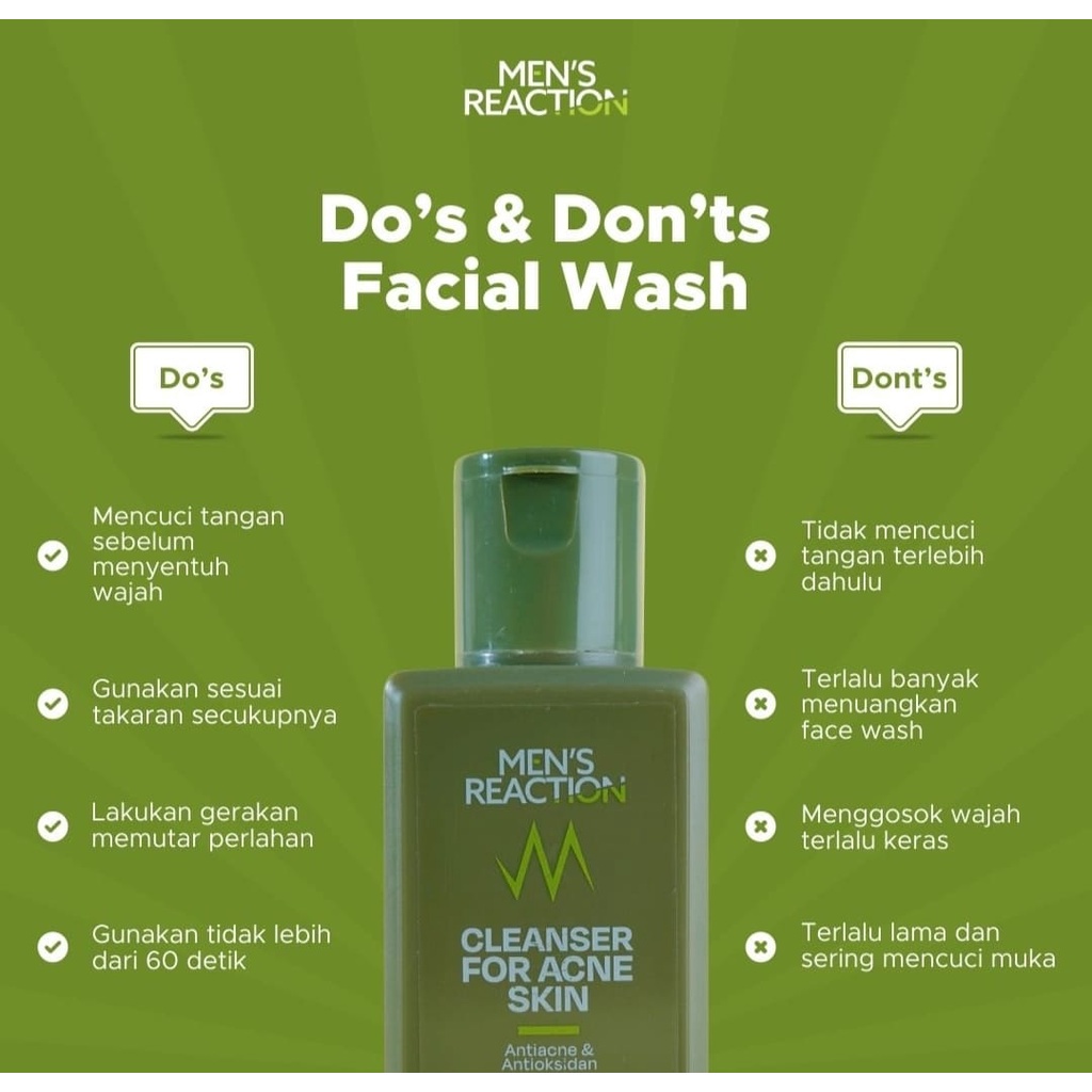 KIRIM HARI INI Sabun jerawat MENS REACTION Acno Clean Anti Bakteri Pembersih wajah (ART. 4768)