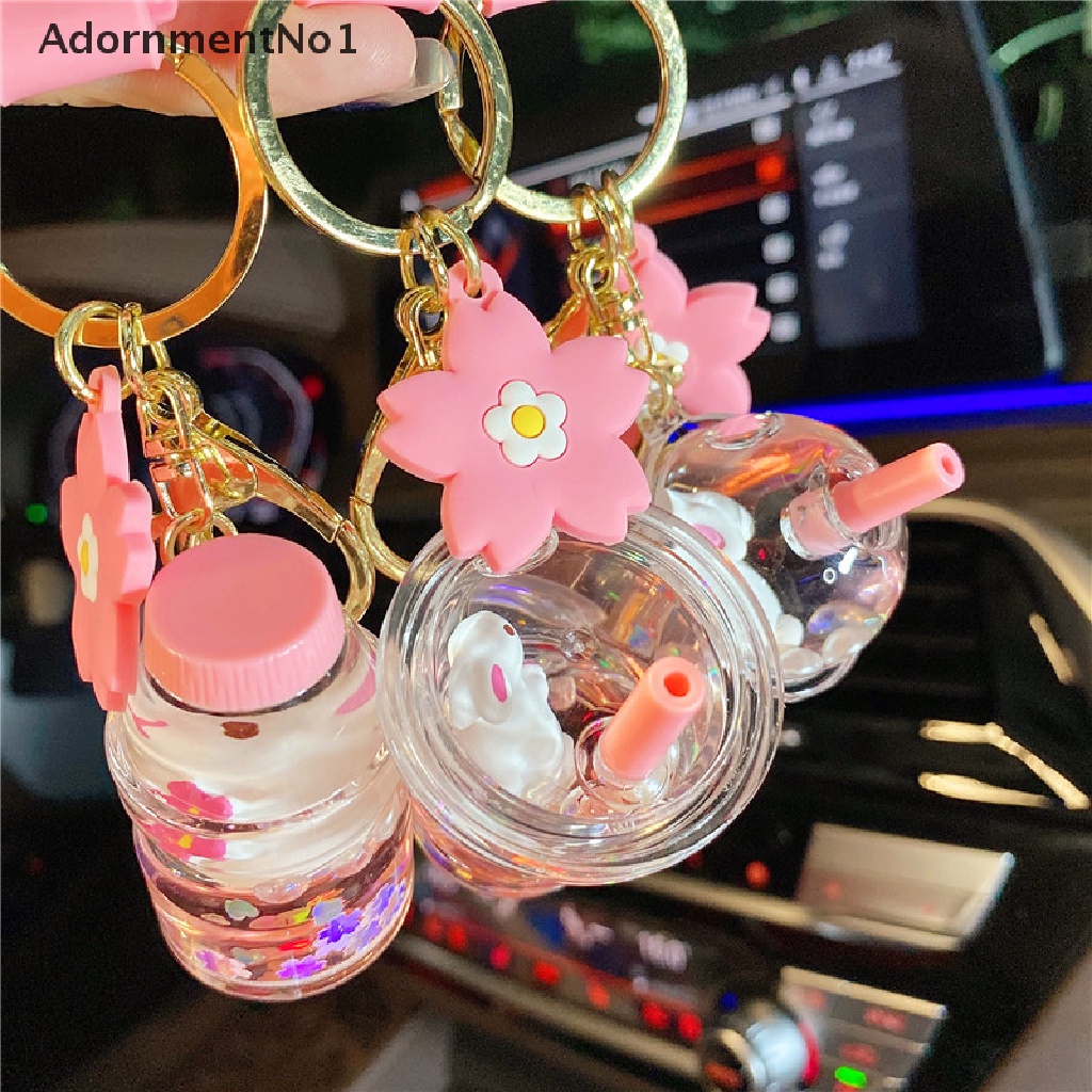 (AdornmentNo1) Gantungan Kunci Botol Minyak Apung Bentuk Kelinci Sakura