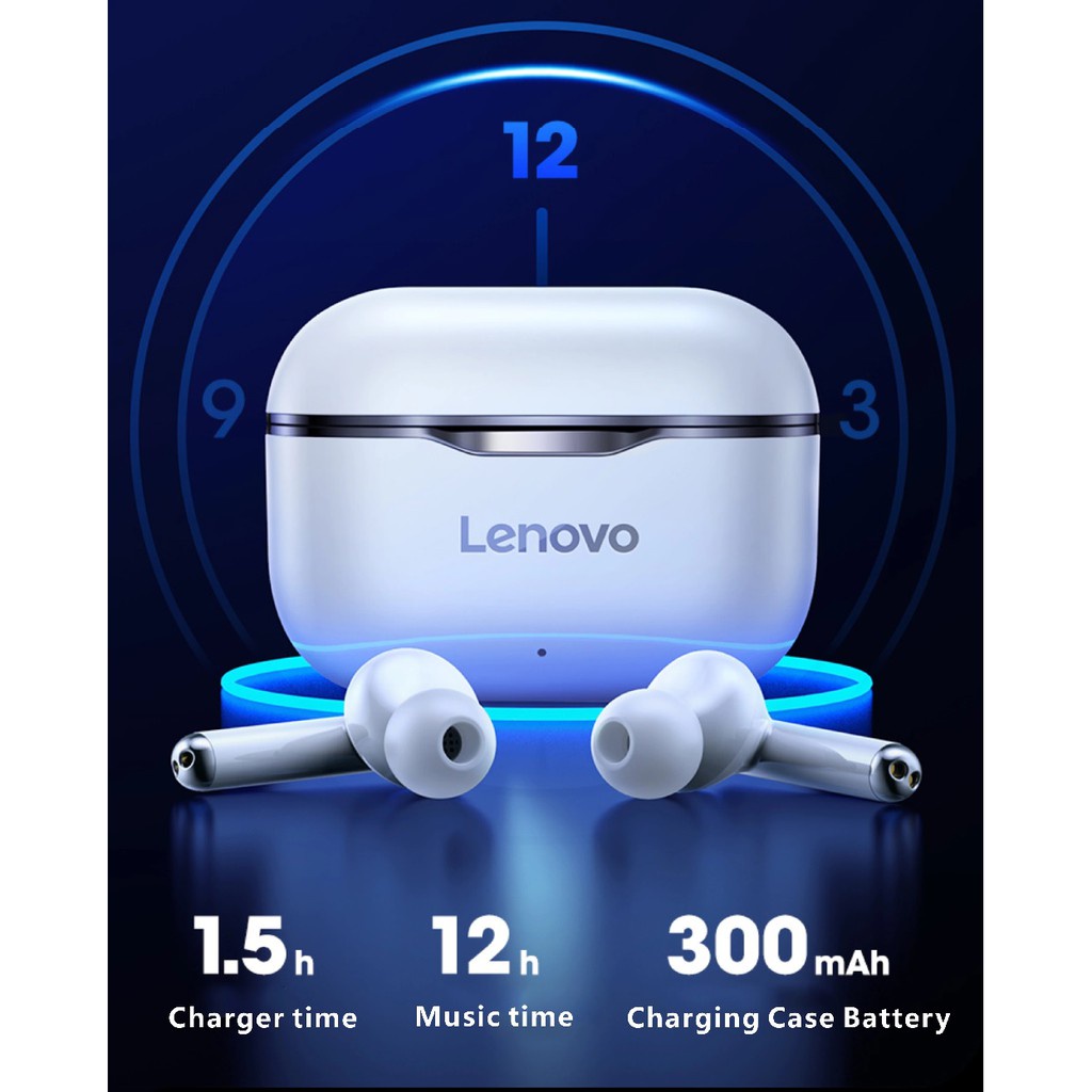 LENOVO LivePods LP1 - TWS Bluetooth Earphone with 300mAh Storage Box - Earphone TWS dari LENOVO